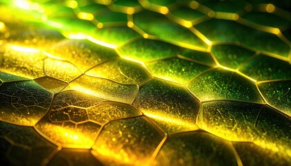 Luminous Hexagonal Matrix with Golden Veins and Emerald Gradient