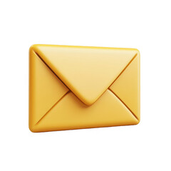 A yellow 3D envelope icon isolated on black background