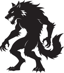  Werewolf silhouette vector  icon illustration-simple silhouette illustration of werewolf, perfect for werewolf logos and icons
