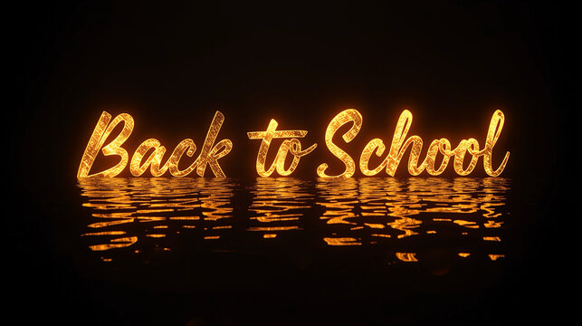 Luminous Back to School Text Effect Over Water Surface Education Concept - Powered by Adobe