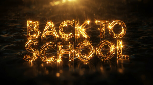 Luminous Back to School Sign with Glittering Light Trails Typography Design