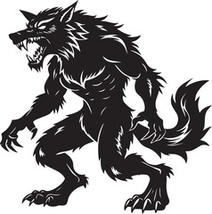  Werewolf silhouette vector  icon illustration-simple silhouette illustration of werewolf, perfect for werewolf logos and icons