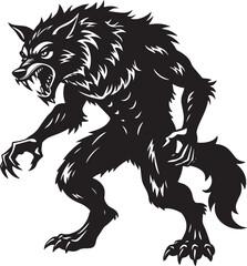  Werewolf silhouette vector  icon illustration-simple silhouette illustration of werewolf, perfect for werewolf logos and icons