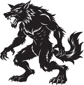  Werewolf silhouette vector  icon illustration-simple silhouette illustration of werewolf, perfect for werewolf logos and icons