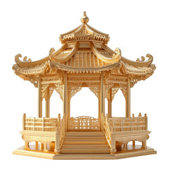 Golden Chinese style gazebo intricate design elegant architecture  beautiful structure