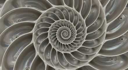 Nature's Perfect Geometry: A Detailed Macro of a Nautilus Shell's Spiral Chambers