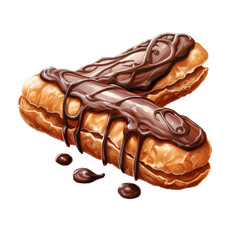 chocolate eclair isolated on white