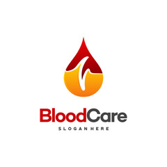 Blood Care Logo designs, Blood with Pulse symbol icon vector