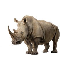 Naklejka premium white rhinoceros standing on a white background, png, transparent