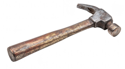 an old hammer isolated on a white background, png, transparent