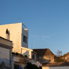 Sunlit rooftops in a European town