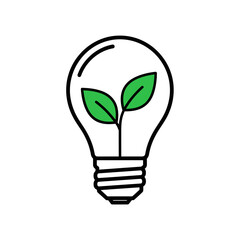 An illustrative graphic features a stylized light bulb encompassing vibrant green leaves, symbolizing sustainable energy, eco-friendly innovation, and environmental consciousness.