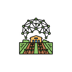 Naklejka premium An innovative illustration depicting the integration of artificial intelligence with modern agricultural practices, optimizing smart farming and crop management.
