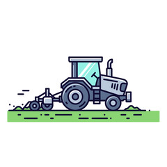 A modern agricultural tractor actively plows fertile farmland, symbolizing efficient cultivation and the essential work of food production.