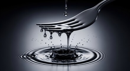 Viscous Dark Liquid Cascades from a Fork, Creating a Perfect Crown Splash