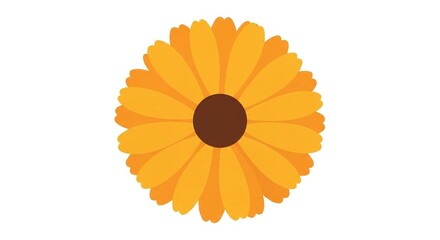 A vibrant orange and yellow marigold flower with a brown center, depicted in a simple flat vector illustration style.