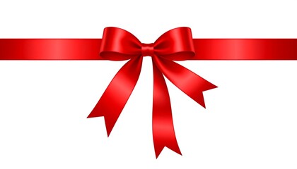 Red ribbon bow on white background