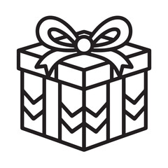 elegant gift box outline with ribbon in flat style, editable vector for promotions, events and surprise elements