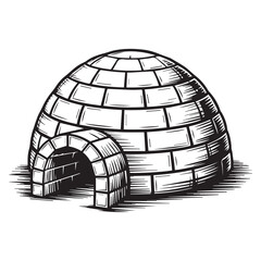 snow hut graphic – inuit igloo icon symbolizing arctic survival and indigenous housing architecture