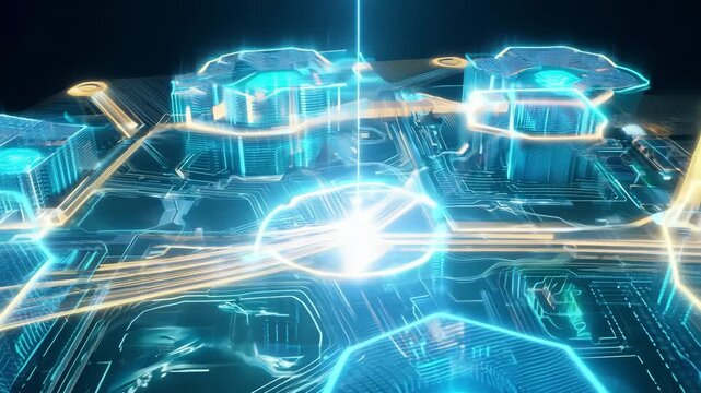 Translucent Quantum Cloud Platform with Glowing Circuit Streams