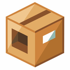 Open cardboard box vector on white background.