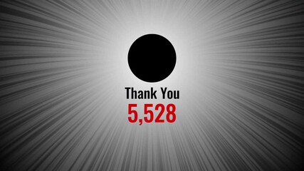 Animation 10000 subscriber counter celebration with empty profile light burst effect