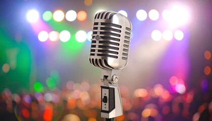 Retro microphone on stage