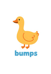 Adorable cartoon duckling with the word 'bumps' perfect for kids' products and cheerful branding