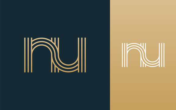 Modern elegant nu letter logo design vector illustration