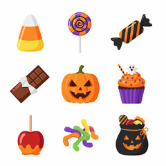 Vibrant Halloween treats collection featuring pumpkins candy corn chocolate and festive sweets