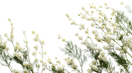 The image features Baby's Breath flowers, scientifically known as Gypsophila on white 