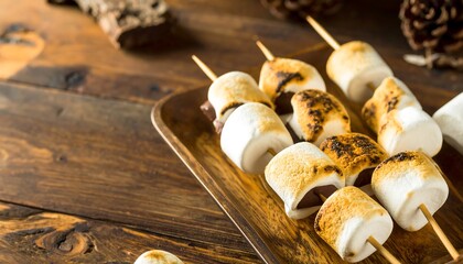 Roasted marshmallows on skewers