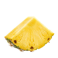 cut pineapple fruit piece isolated on white or transparent background. PNG