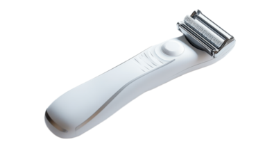 A Sleek White Electric Razor on white background,png