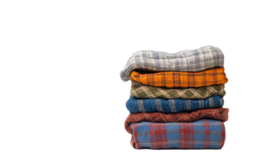 A stack of folded clothing on white background,png