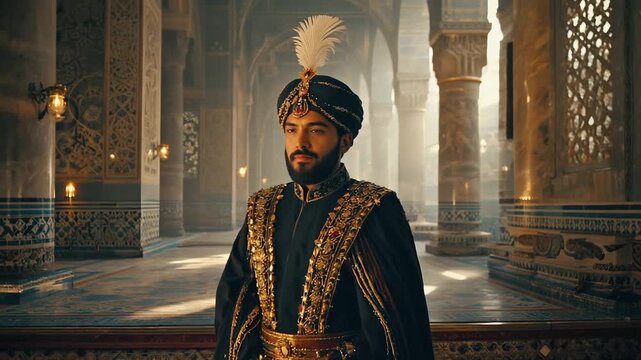 Regal Middle Eastern Prince in Ornate Palace | Cinematic Royal Portrait 4K