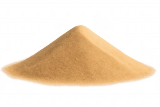 Golden sand dune creating symmetrical cone shape, sharp silhouette against transparent backdrop