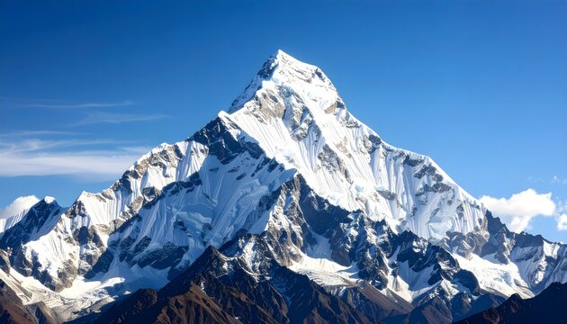 Himalayan mountain peak with snowy summit