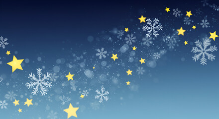 Fototapeta premium Festive winter background featuring snowflakes and stars for seasonal designs