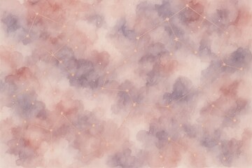 Ethereal watercolor galaxy with rose gold constellation lines and pearl dust accents for luxury stationery and wedding invitation designs