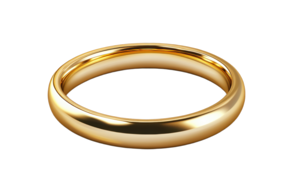 A wedding ring top view realistic on white background,png
