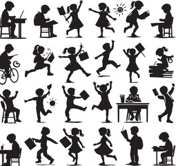 School Kids Silhouette Set

