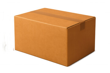 Sealed cardboard box isolated on transparent background, ideal for delivery and shipping concepts