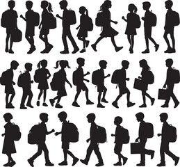School Kids Silhouette Set

