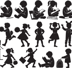 School Kids Silhouette Set

