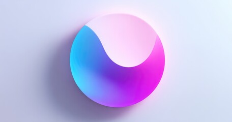 Obraz premium Circular, abstract form with vibrant, gradient colors. A smooth, rounded shape, divided by a flowing curve, creates a visual interplay of pastels and brighter hues