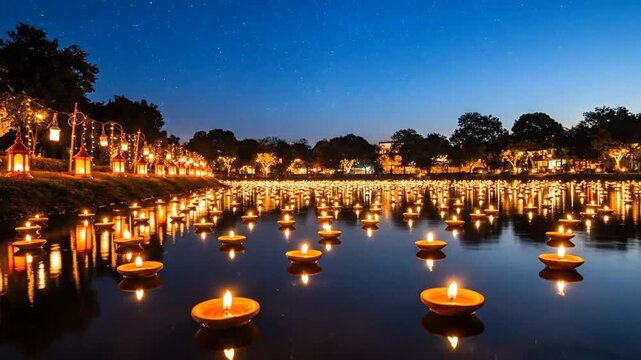 candles on the river