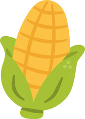 Yellow corn cob vector illustration, sweet vegetable perfect for grilling, salads, and healthy meals.