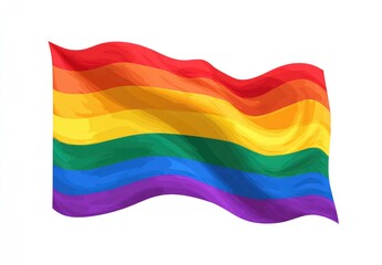 Obraz premium A vibrant LGBTQ+ pride flag, depicted in a stylized, painterly graphic style, with flowing, waving fabric