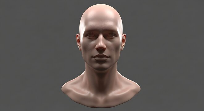 Serene digital rendering of a bald male head and neck, showcasing realistic skin texture and subtle lighting.